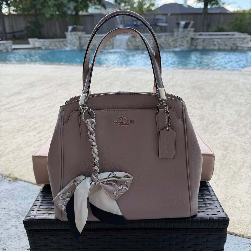 Coach Beige Leather Minetta Satchel Handbag #001